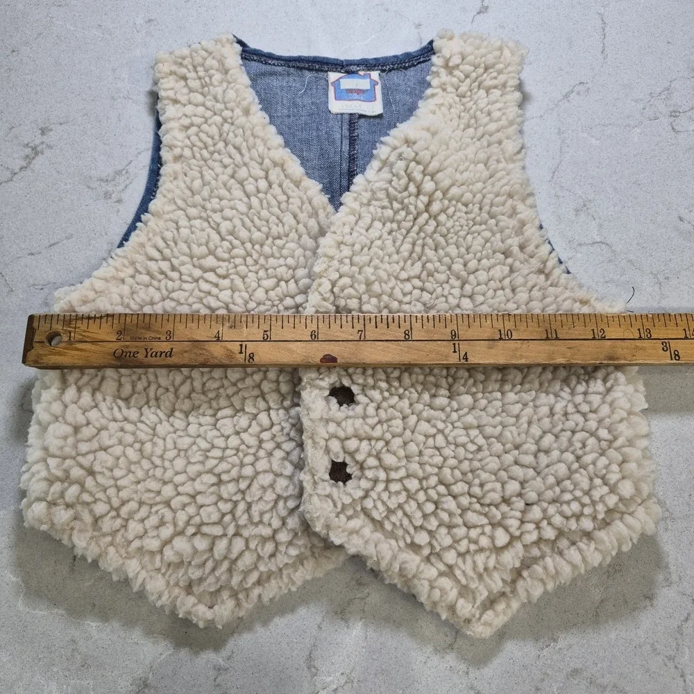VTG Wrangler‎ Kids Denim Sherpa Vest Size 7 Western Cowboy